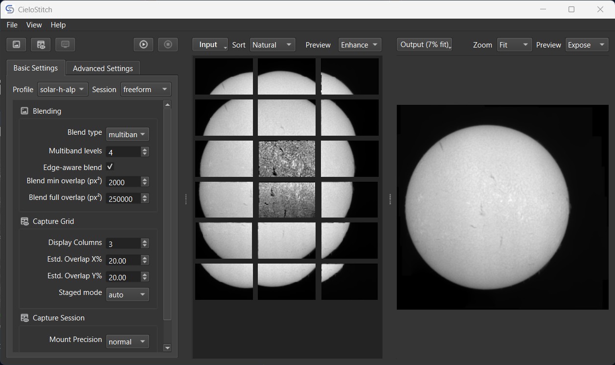 Large stylized solar mosaic preview representing the stitched output